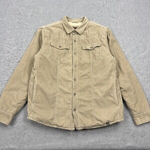 Prana Gomez Corduroy Jacket Men's Large Biege Snap Up Sherpa Lined Chore Shacket